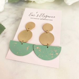 Dangle circle and half moon earrings